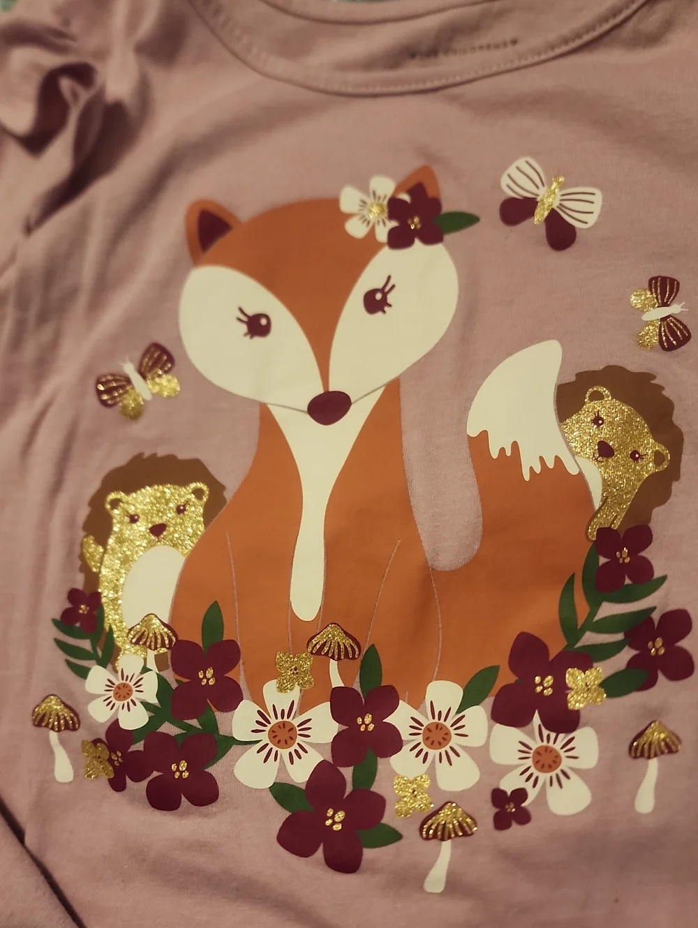 Sz 4T The Children's Place Girls' Fox Print Long-Sleeve Tops and Leggings Set